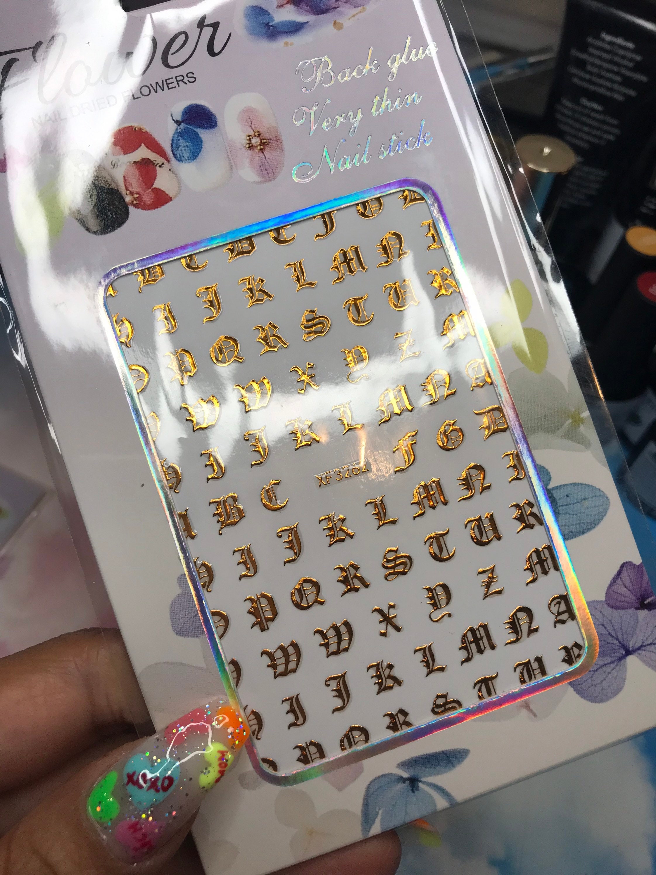 WG719-720 new nail stickers antique color English letter nail