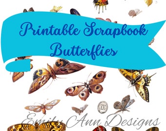 Butterfly Ephemera; Scrapbook Kit; Junk Journal Kit