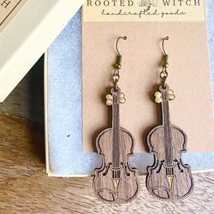 Violin/Viola Handmade Earrings w/ Gold Accents - Musician Gift - Congratulations, Birthday, Graduation