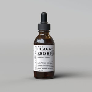 Chaga + Reishi 2X Concentrated Mushroom Tincture - Liquid Dual Extract with Pressure-Extracted and Activated Powder - 2oz