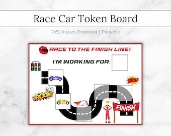 Tokenbord raceauto, ABA-beloningstabel (afdrukbare digitale download)