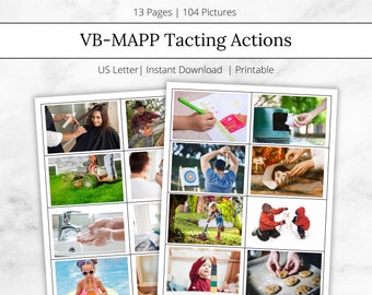 VB-MAPP Tacting Actions, ABA Materials & Flashcards, Printable Flashcards, Data Collection, Verb Noun Pictures, aba resources, aba tact