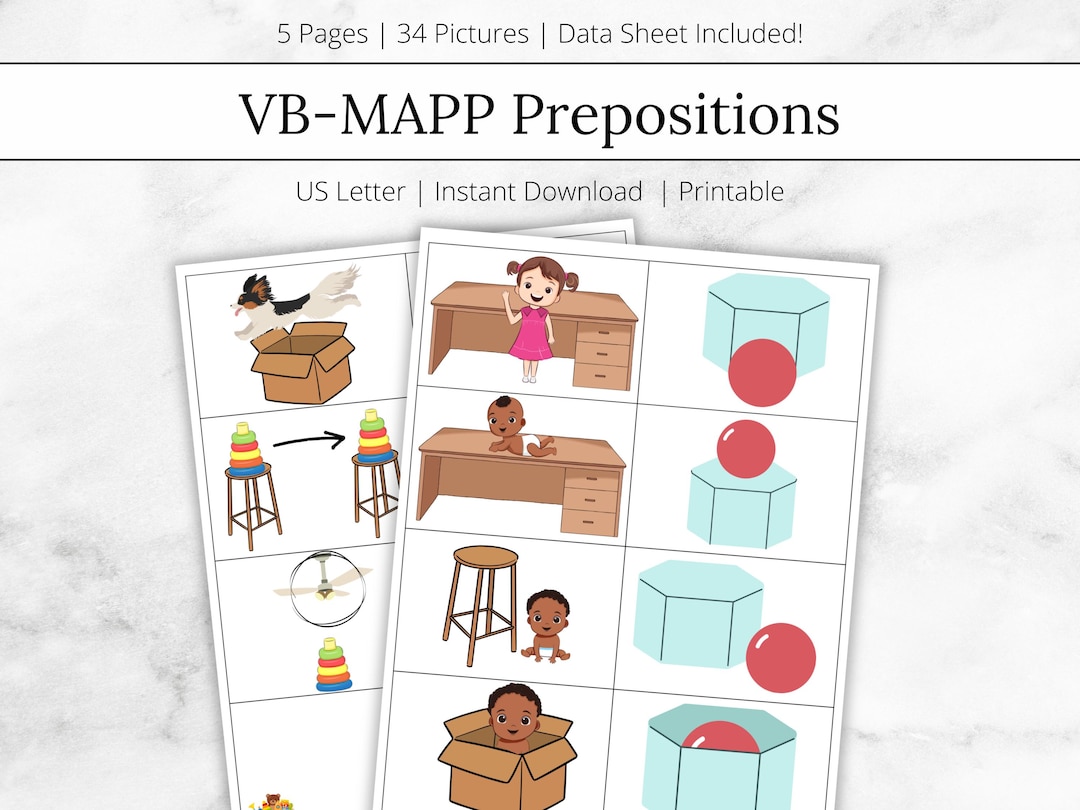 VB-MAPP Preposition, Tact Preposition, ABA Materials & Flashcards ...