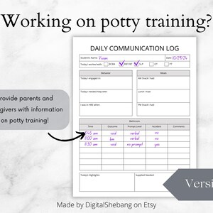 Daily Communication Log, Parent-teacher Report, ABA Therapy (digital ...