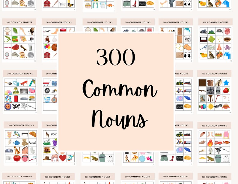 300 Common Nouns VB MAPP Printable Noun Flashcards Digital Etsy Canada