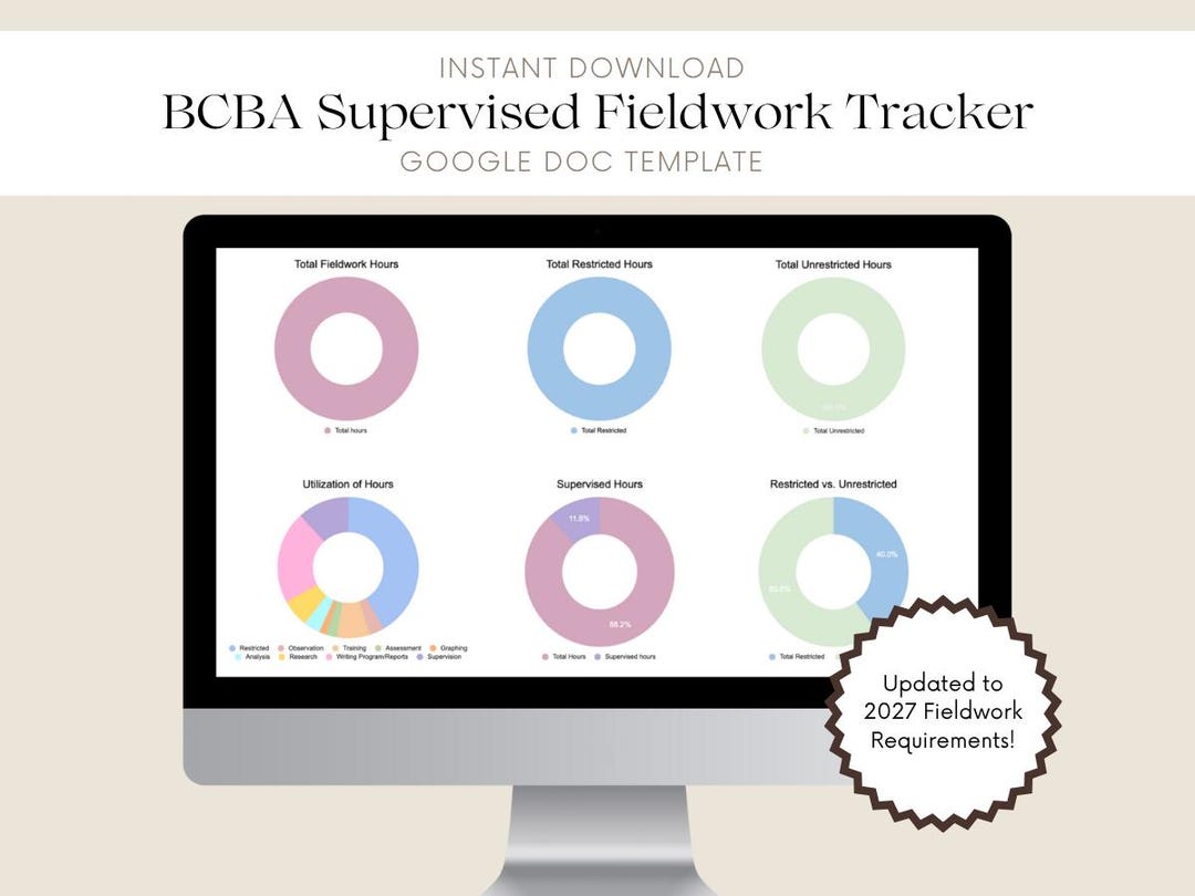 BCBA Supervised Fieldwork Tracker, Google Sheets Template - Etsy
