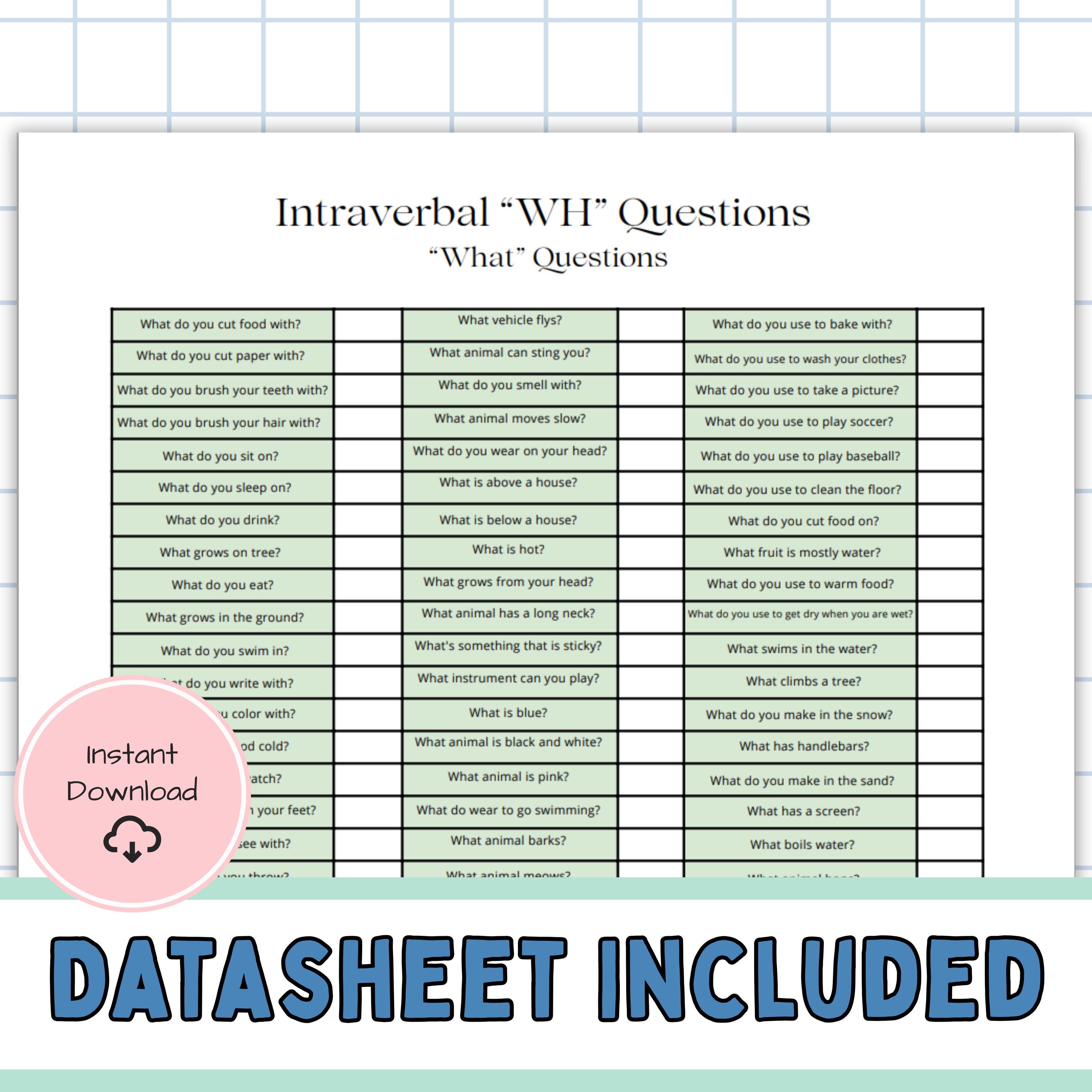 ABA What Questions Cards | Real Photo WH Flashcards | Printable ...