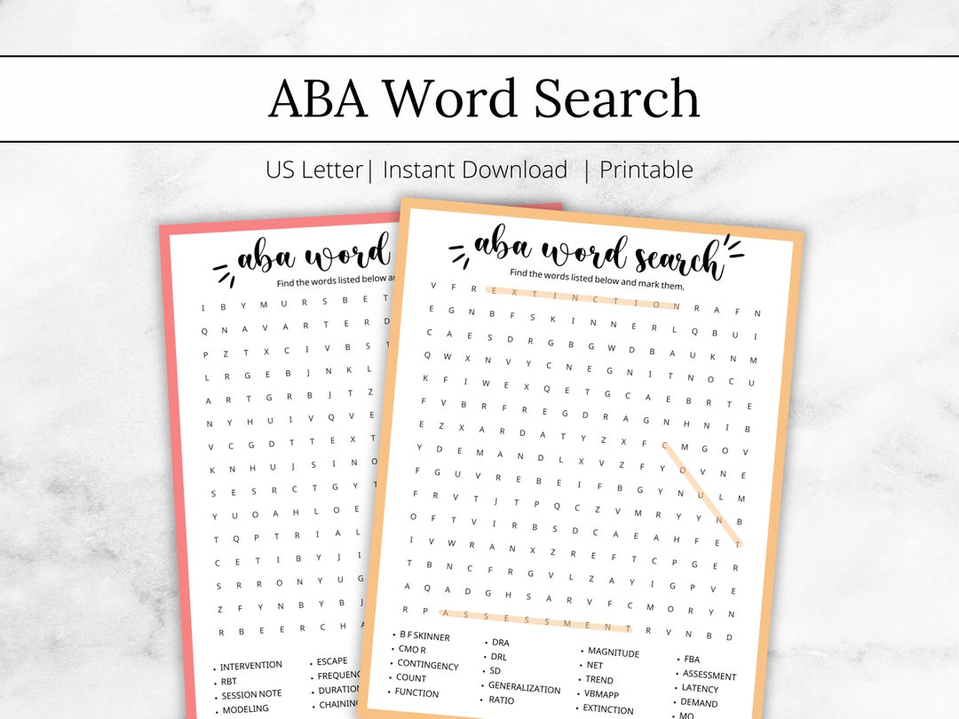 ABA Word Search, ABA Activities, Behavior Technician, ABA Therapist ...