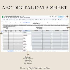 Digital ABC Behavior Data Sheet With Auto-graphs (google Sheets) - Etsy