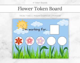 Flower Token Board, Reward Chart (Digital Download)