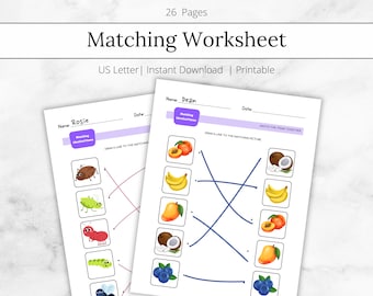 Matching Worksheet, Printable Matching, Match the Picture, Kindergarten Preschool Activity, Busybook, Educational Pages, Homeschool Learning