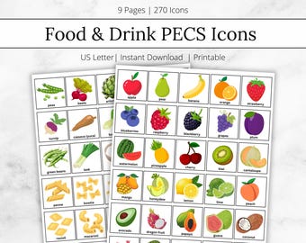 Schede di comunicazione PECS per alimenti e bevande, apprendimento visivo (download digitale)