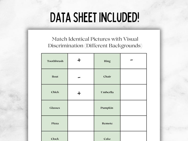 ABA Matching Cards, Visual Discrimination, Generalization Pictures ...