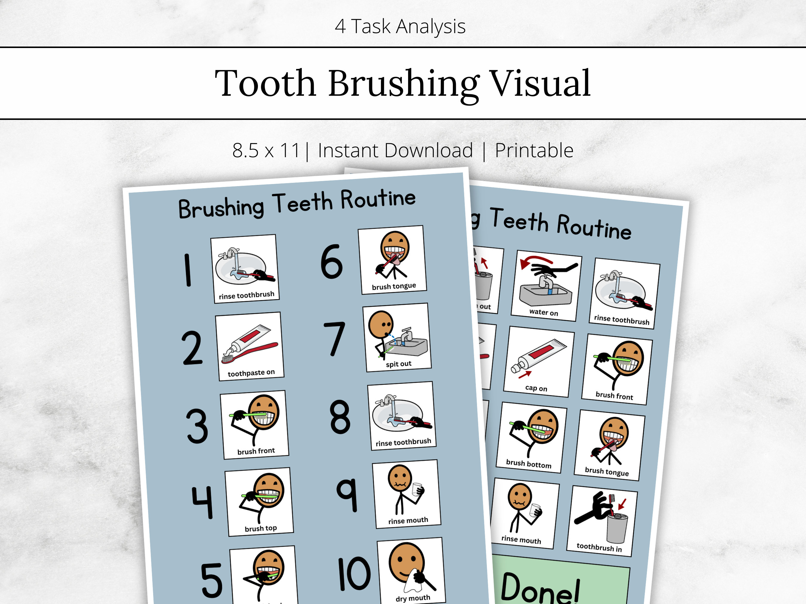 Tooth Brushing Visual, Brushing Teeth TA, Printable Task Analysis for ...