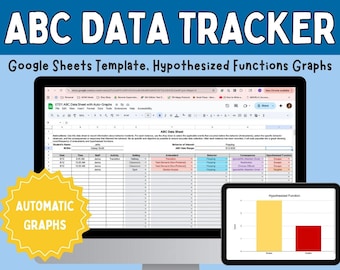 ABC-gegevensblad Google Sheets, automatische gedragsgrafieken, spreadsheet voor ABA-gegevensverzameling, gedragstracker voor BCBA en rbt