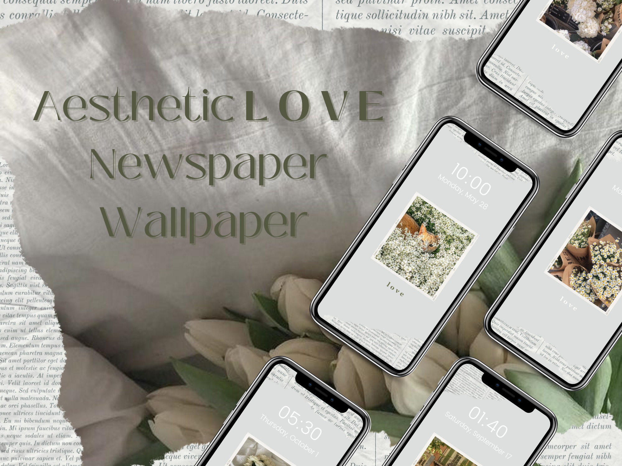 Aesthetic Love Newspaper Phone Wallpaper 12 Wallpaper Set Etsy