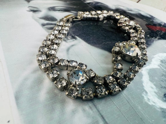 Vintage Rhinestone Silver Sparkly Cuff bracelet/jewelry for wedding/party/BuffaloVTGJewelry