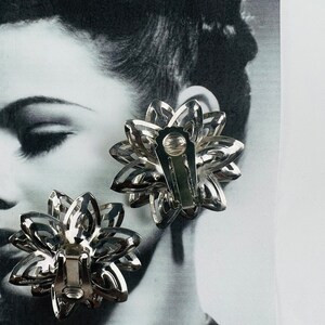 Vintage silver tone blooming flowers clip on earings old glam medium size earrings Gift Hollywood glam BuffaloVTGJewelry image 8