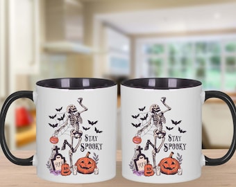 Halloween Coffee Mug, Dancing Skeleton Mug, Stay Spooky Skeleton Mug, Gift For Halloween, Ghost Halloween Mug, Spooky Gift Coffee Mug 11oz