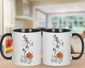 Dancing Skeleton Mug, Halloween Coffee Mug, Spooky Skeleton Mug, Gift For Halloween, Ghost Halloween Mug, Fall Coffee Mug, Spooky Gift, 11oz