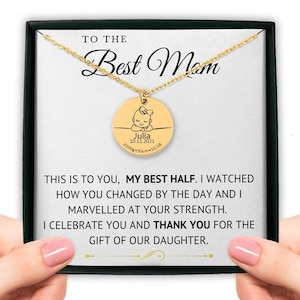 Baby Birth Details Personalized Necklace, Perfect Gift for New Mom, Custom Gift for Wife, Newborn Gift, Anniversary Gift for Moms, Grandmas