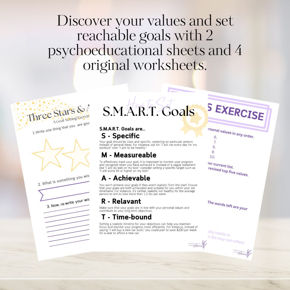 Goal-setting Worksheets for Therapists: Discover Core Values, Set Good