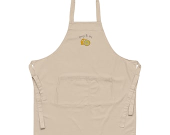 Squeeze the Day Embroidered Lemon Apron – Organic Cotton Kitchen Essential