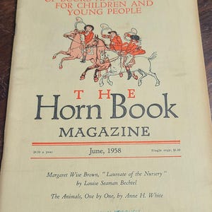 Wykaz sześciu (6) czasopism The Horn Book Magazine z lat 40. i 1955 r.