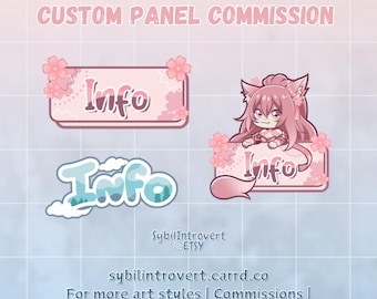 Custom / Personalized Panels for Twitch I Panel Art Commission, anime, twitch graphics, cute, chibi
