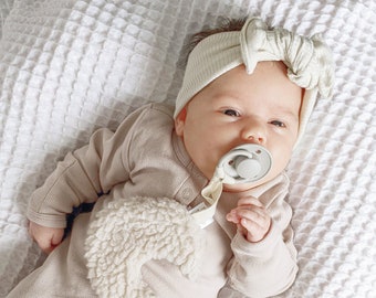 Newborn Girl Bows, Earth Tone Bows, Girls Hair Bows, Baby Bows, Turban Headband, Knot Bow, Knit Headband, Neutral Top Knot Bow