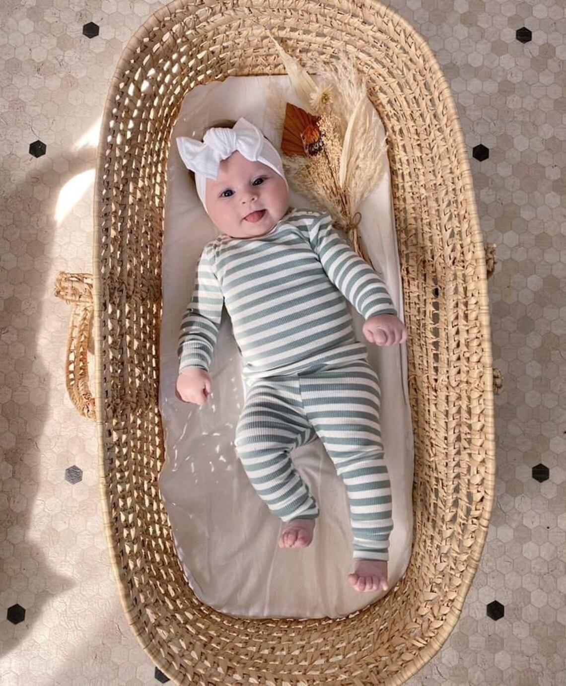Gender Neutral Baby Clothes Sage Lounge Set Newborn Baby Outfit Ribbed ...