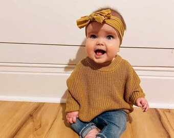 Chunky Knit Oversized Sweater, Organic Cotton Baby & Toddler Gender Neutral Pullover, Baby Shower Gift, Sweater for Embroidery