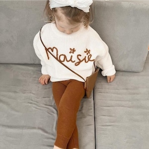 Personalized Hand Embroidered Name Baby Sweater Custom baby name sweater Girl sweater with name Baby shower gift for girl boy Knit image 5