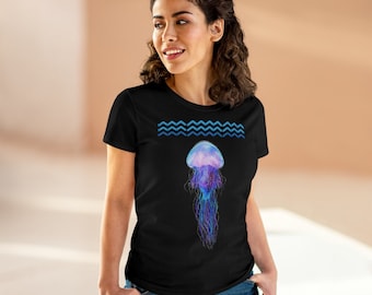 Chemise Méduses Magnifiques méduses colorées T-shirt en coton d'épaisseur moyenne pour femmes