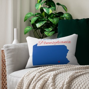 Lancaster PA - Almohada rectangular lumbar larga, color blanco, 20 x 14