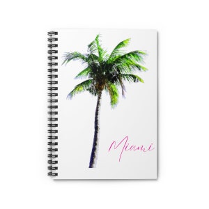 Miami South Beach Palm Tree Blank Spiral Notebook - Ruled Line