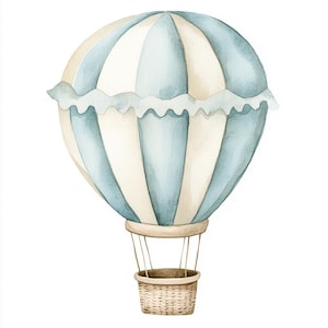 Pacchetto di clipart di mongolfiere, arte murale, acquerello stampabile, JPG PNG di alta qualità, artigianato di carta, diario di spazzatura, invito, matrimonio, biglietto