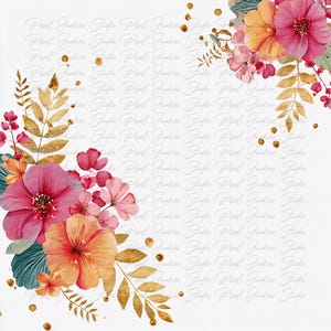 Lot de 10 cliparts bordure florale Cottagecore aquarelle de haute qualité, image de fleur imprimable pour journal indésirable, téléchargement immédiat graphique JPG PNG
