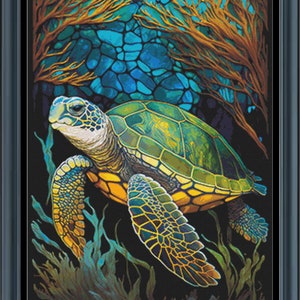 ステンドグラスのクロスステッチパターン | 267x400 | PDF | カメ | デジタル | ステンドグラス | 亀 | ガラス | カラフル | 野生動物 | #345