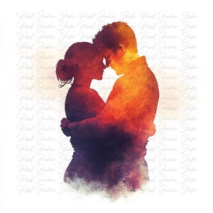 Paquete de 10 siluetas de estilo cottagecore en acuarela de alta calidad, imágenes imprimibles de un hombre y una mujer, descarga instantánea de gráficos JPG y PNG.