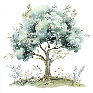 Lot de 10 cliparts arbre, art mural, aquarelle imprimable, JPG de haute qualité, créations en papier, journal indésirable, invitation, mariage, carte, chambre de bébé, PNG