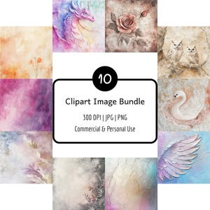 10 grillige fantasie aquarel clipartbundel, png en jpg, 300 dpi, digitale download