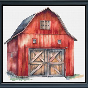 Wooden Barn Cross Stitch Pattern | 7 Sizes | Counted Cross Stitch | Full Coverage | Pattern Keeper | PDF | Digital | #380