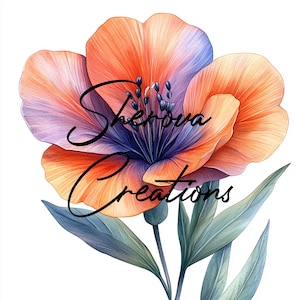 Pacchetto di 10 Clipart di fiori, decorazioni murali, acquerelli stampabili, JPG di alta qualità, creazioni di carta, diario di scarto, inviti, matrimoni, biglietti