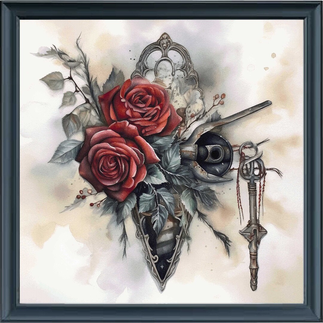 Gothic Rose Cross Stitch Pattern Full Coverage Rose Large Gothic Dark ...