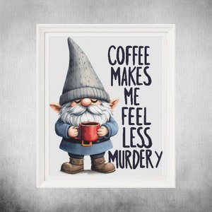 Funny Gnome Cross Stitch Pattern: Coffee Lover Gift (PDF)