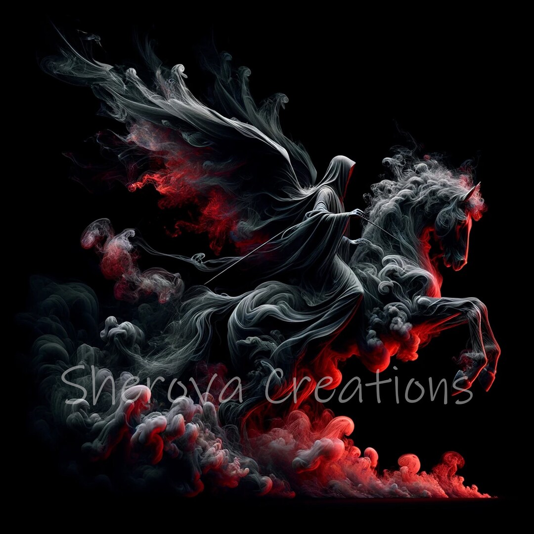 Phantom EQuestrian Digitale Kunst Ätherisches Pferd & Reiter, surreale