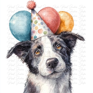 Paquete de 10 imágenes prediseñadas de perros de fiesta estilo cottagecore en acuarela de alta calidad, imagen imprimible de cachorro para diario basura, descarga instantánea de gráficos JPG y PNG.