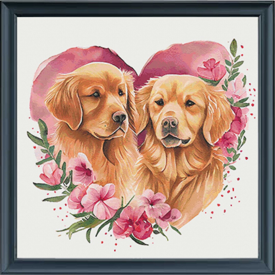 Pegasus Originals Golden Retriever Cross Stitch Kit - Complete Counted Cross Stitch Set