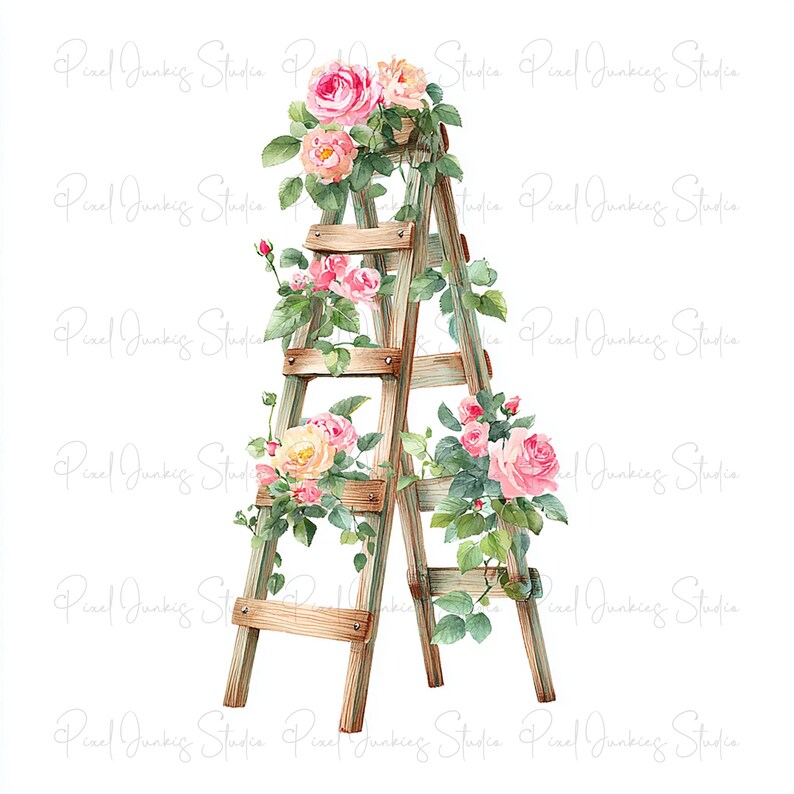 Flower Ladder Clipart Bundle: Floral Graphics (JPG, PNG on Request) - Etsy
